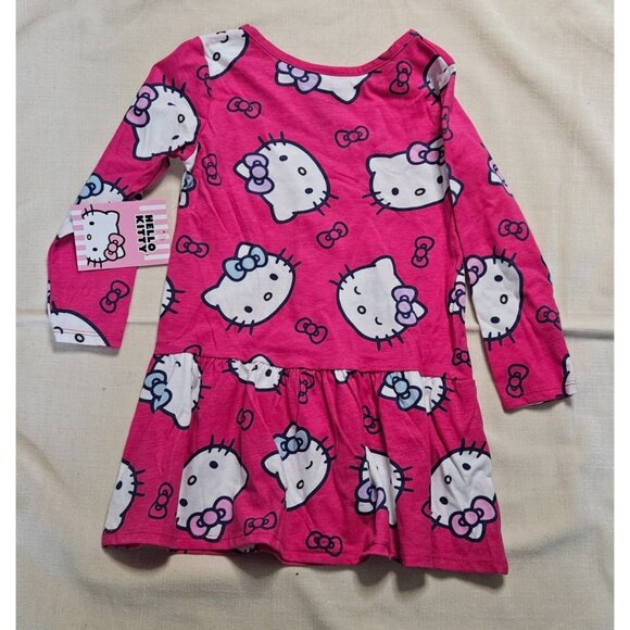 Hello Kitty Girls Pink Long-Sleeve Dress With Ruffled Skirt Size 3T Made By Sanr - Picture 1 of 8